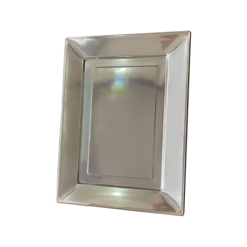 Tek kullanımlık PS gümüş yiyecek tepsisi