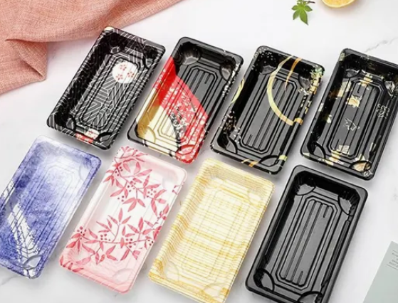 Tek kullanımlık plastik suşi yiyecek tepsisi kutusu 